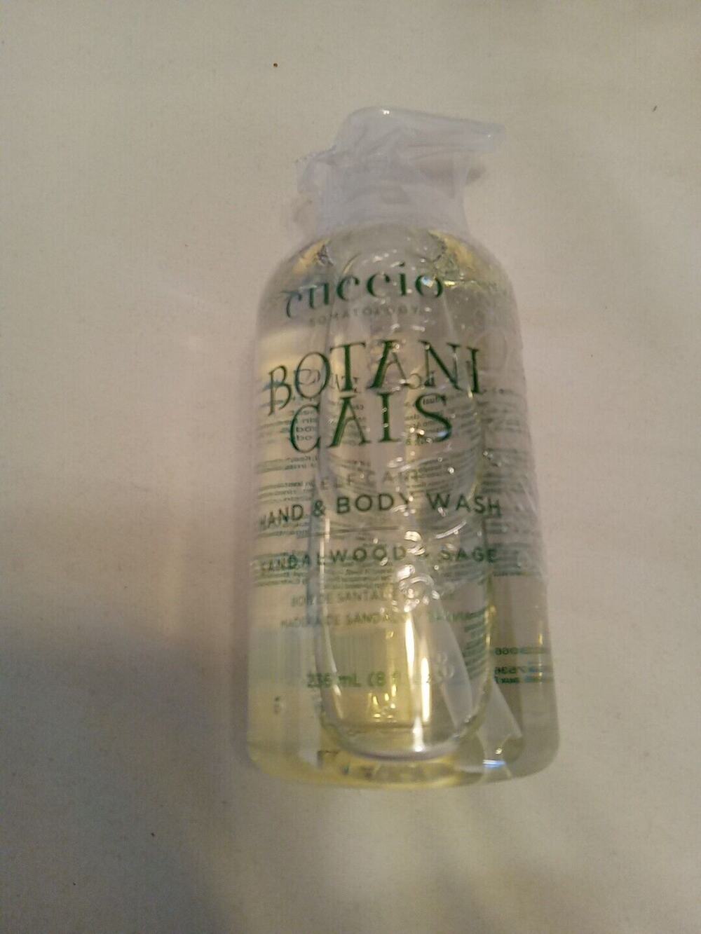 NEW/SEALED CUCCIO SOMATOLOGY BOTANICALS HAND & BODY WASH SANDALWOOD & SAGE 8 OZ.